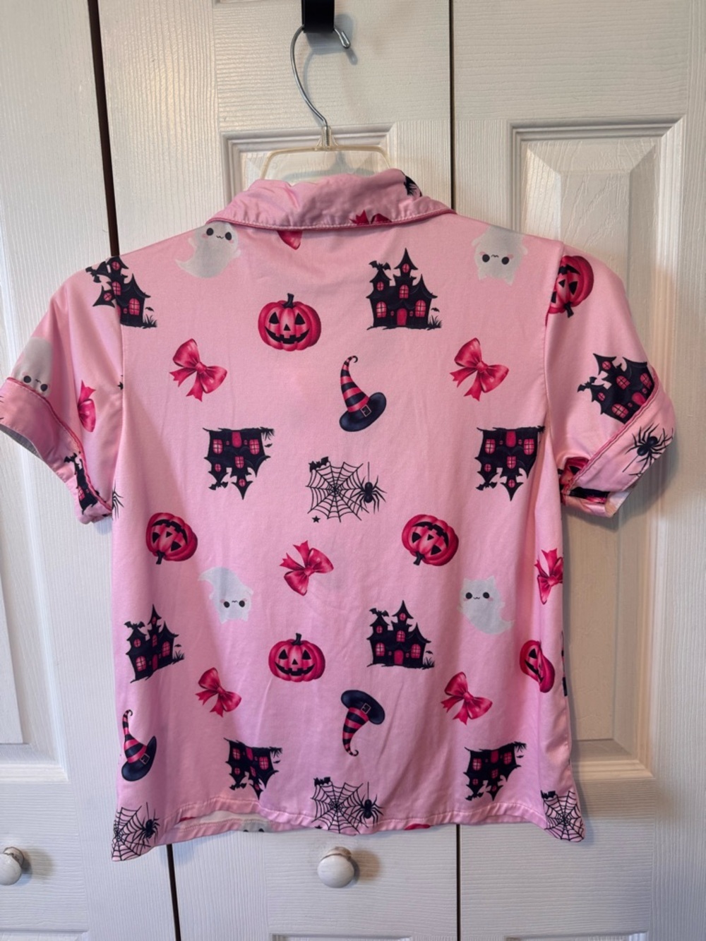 Pink Halloween Print Shorts Pajama 2Piece Set Size Small - Picture 9 of 16